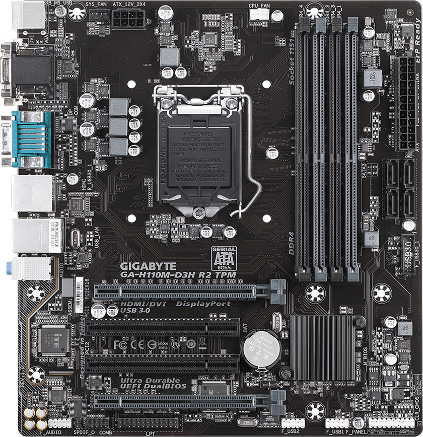 Gigabyte GAH110MD3H R2 TPM Motherboard Specifications On MotherboardDB